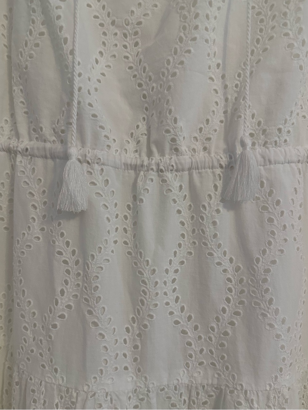 New J. McLaughlin Feminine Elena White Eyelet Maxi Dress Ruffle Sleeves Size XL - Picture 13 of 15